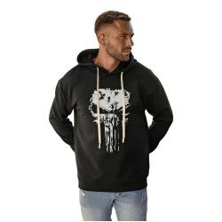 Vīriešu melns džemperis ar kapuci Skull