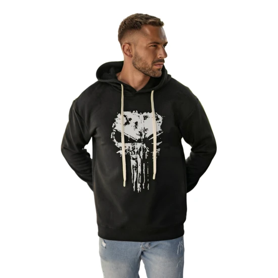 Vīriešu melns džemperis ar kapuci Skull Džemperi ar kapuci