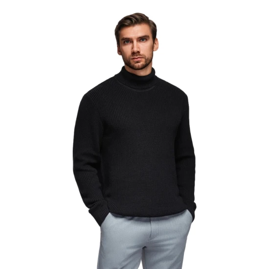 Vīriešu melns džemperis ar augstu apkakli Ton Džemperi