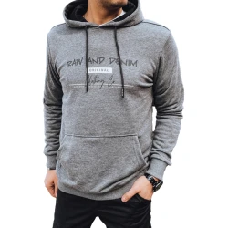 Vīriešu pelēks džemperis ar kapuci Denim