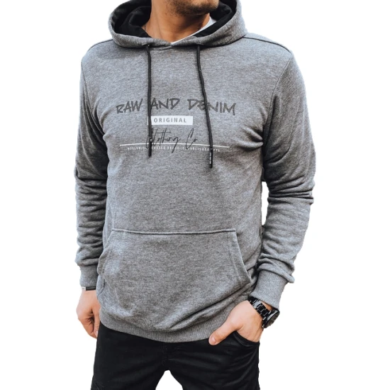 Vīriešu pelēks džemperis ar kapuci Denim Džemperi ar kapuci
