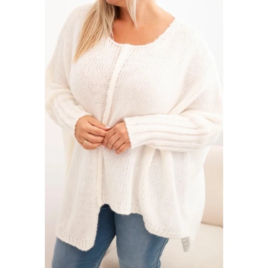 Sieviešu balts džemperis Lori PLUS izmērs sievietēm