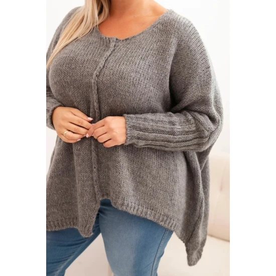 Sieviešu tumši pelēks džemperis Lori PLUS izmērs sievietēm