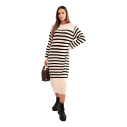 Sieviešu svītraina brūna kleita Ender