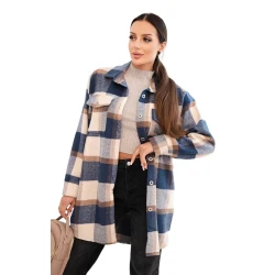 Sieviešu tumši zils rūtains krekls Veste