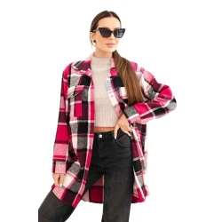 Sieviešu rozā rūtains rūtains krekls Veste