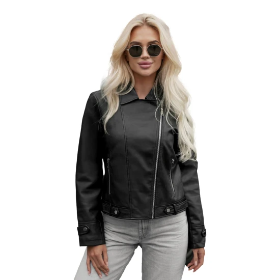Sieviešu melna ādas jaka Santi Sieviešu jakas
