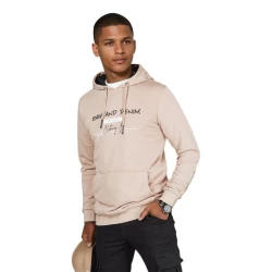 Brūns vīriešu džemperis ar kapuci Denim