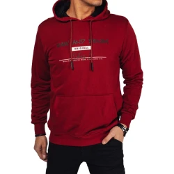 Vīriešu bordo krāsas džemperis ar kapuci Denim