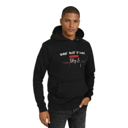 Vīriešu melns džemperis ar kapuci Denim