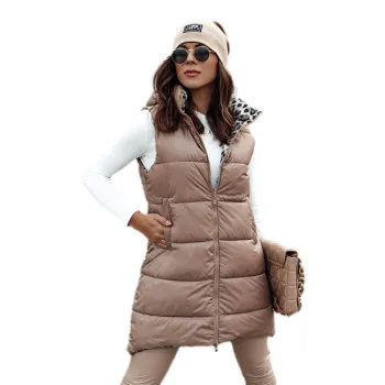 Sieviešu brūna divpusējā veste Elegancio