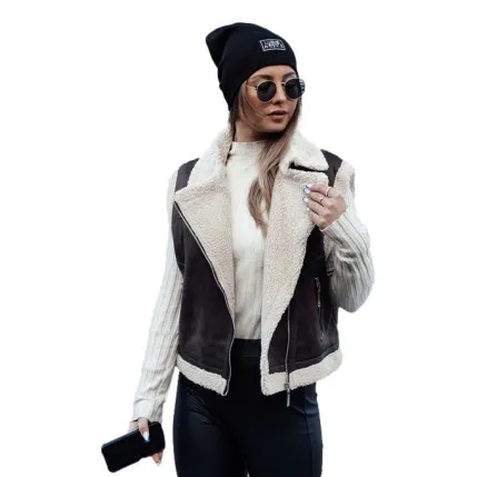 Sieviešu tumši brūna veste ar kažokādu Vilna Sieviešu vestes