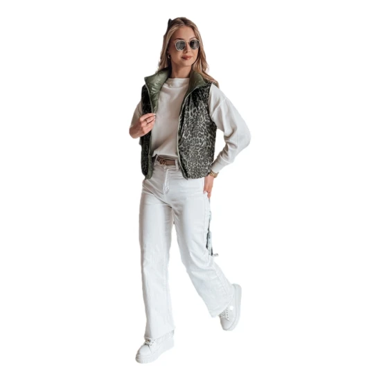 Sieviešu zaļā divpusējā veste Puff Sieviešu vestes