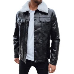 Vīriešu melna ādas jaka Rocks