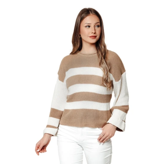 Sieviešu gaiši brūns/balts džemperis Tango Sieviešu džemperi