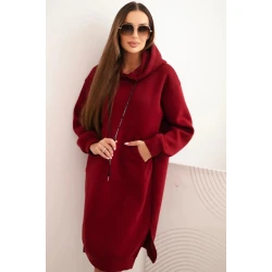 Sieviešu sasildīta bordeaux kleita ar plīvuru League