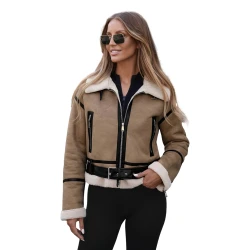 Sieviešu brūna ādas jaka Alani