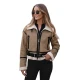 Sieviešu brūna ādas jaka Alani