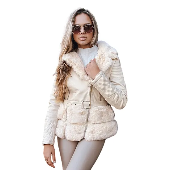 Women's brown leather biker jacket with fur Lora Women's jackets