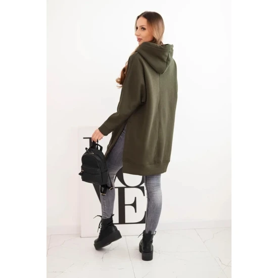 Sieviešu šokolādes krāsas džemperis ar kabatu. Džemperi ar kapuci