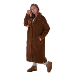 Sieviešu gara brūna ziemas mētelis Fabio.