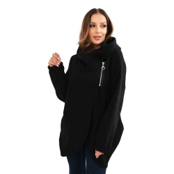 Sieviešu melns džemperis apsildīts ar apkakli Jonit.