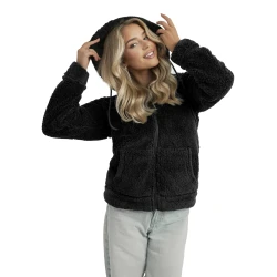 Sieviešu melns džemperis ar kapuci Mona