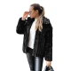 Sieviešu melna kažokādas jaka ar kapuci Marly