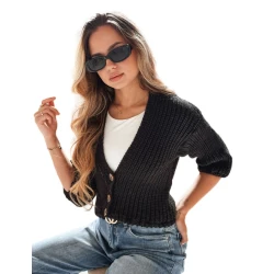 Sieviešu melnais adīts džemperis Lorela