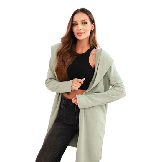 Sievietes zila adīta jaka ar aproci Alison Sieviešu džemperi