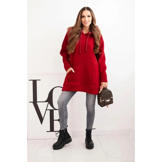 Sieviešu sarkans džemperis ar rituālieni Wine Džemperi ar kapuci