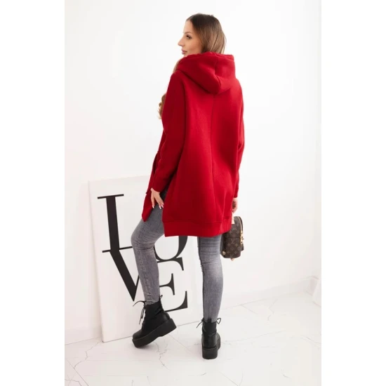 Sieviešu sarkans džemperis ar rituālieni Wine Džemperi ar kapuci