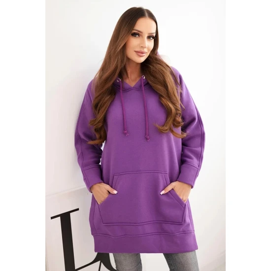 Sieviešu violets džemperis ar adatu vākiem Vinu Džemperi ar kapuci