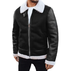 Vīriešu melna ādas jaka Mito