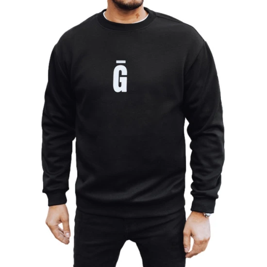 Vīriešu melns džemperis Gala Džemperi ar uzrakstiem