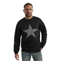 Vīriešu melns džemperis ar kapuci Star