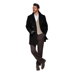 Vīriešu melnais mētelis Elegantens