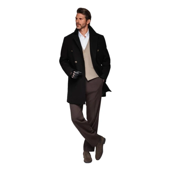 Vīriešu melnais mētelis Elegantens Mēteļi