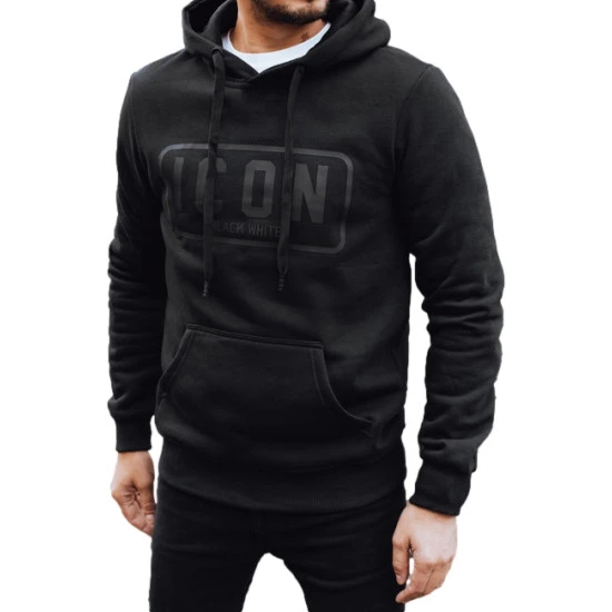 Vīriešu melns siltināts džemperis Icon Džemperi ar uzrakstiem