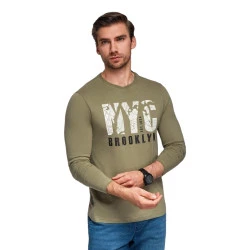 Vīriešu haki krekls ar garām piedurknēm Nyc