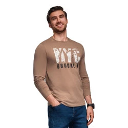 Brūns vīriešu krekls ar garām piedurknēm Nyc