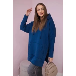 Sieviešu zils džemperis ar pogām.