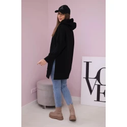 Sieviešu tumši melns džemperis ar gobu 