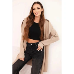 Sieviešu brūns adīts džemperis ar slejām Alison