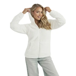 Sieviešu balts džemperis ar kapuci Mona