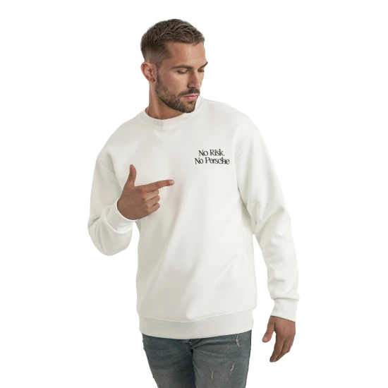 Vīriešu balts džemperis ar kapuci Risk Džemperi ar uzrakstiem
