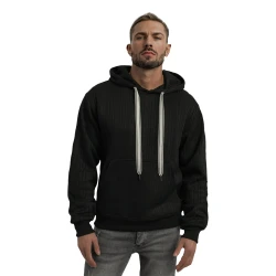 Vīriešu melns džemperis ar kapuci Race