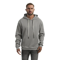 Vīriešu pelēks džemperis ar kapuci Race