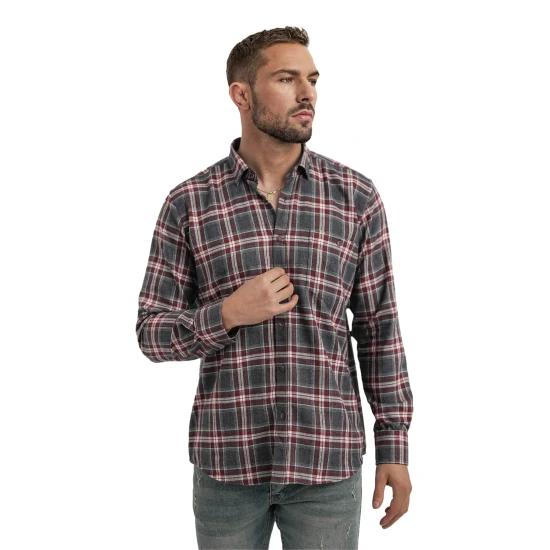 Vīriešu bordo un pelēks rūtains krekls Marino Krekli