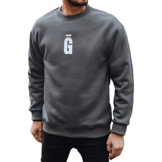 Vīriešu tumši pelēks džemperis Gala Džemperi ar uzrakstiem